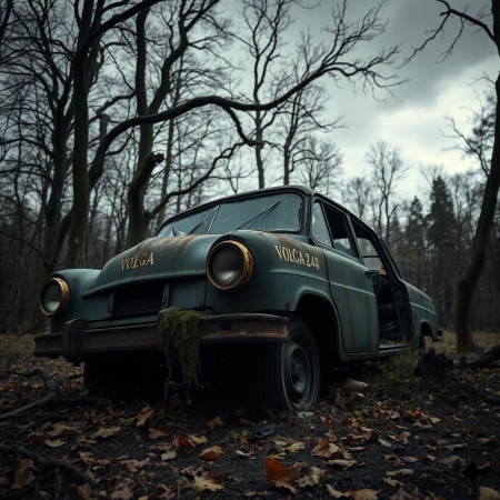 Старая «Волга» с пустым салоном